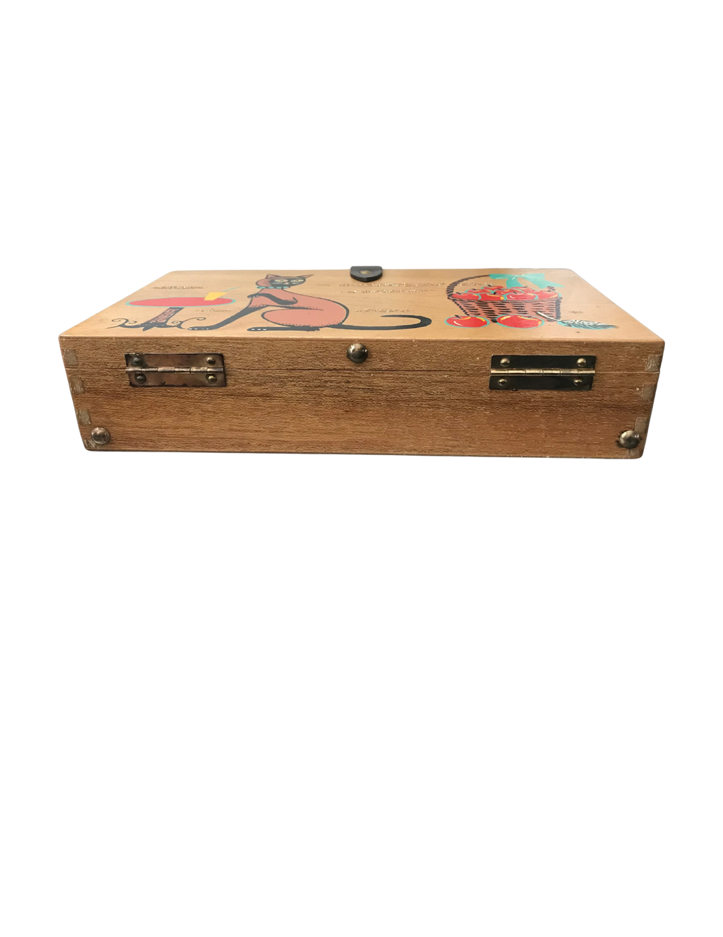 Satia Retro 1960's Cat Design Wood Purse