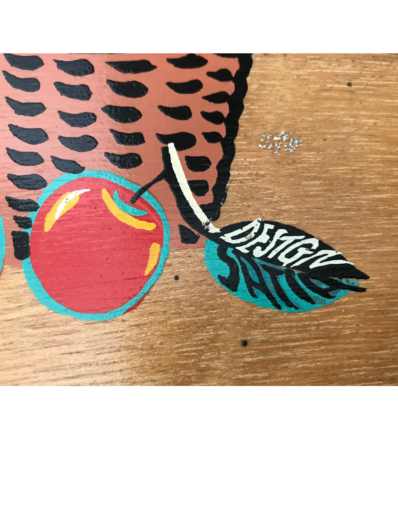 Satia Retro 1960's Cat Design Wood Purse